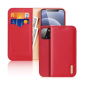 Preview: Dux Ducis Hivo Echtleder Flip Wallet mit Kartenfach für Apple iPhone 13 mini, Rot