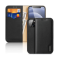 Preview: Dux Ducis Hivo Echtleder Flip Wallet mit Kartenfach für Apple iPhone 13 mini Schwarz