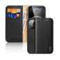 Preview: Dux Ducis Hivo Echtleder Flip Wallet mit Kartenfach für Apple iPhone 13 Pro Max, Schwarz