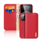 Preview: Dux Ducis Hivo Echtleder Flip Wallet mit Kartenfach für Apple iPhone 13 Pro, Rot