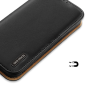 Preview: Dux Ducis Hivo RFID-Schutz Natur-Leder Flip-Wallet für iPhone 15 Pro Max, schwarz