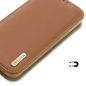 Preview: Dux Ducis Hivo RFID-Schutz Natur-Leder Flip-Wallet für iPhone 15, braun