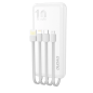 Preview: Dudao K6Pro Universal 10000mAh Powerbank mit USB-Kabel, USB Typ C, Lightning, weiss (K6Pro-white)