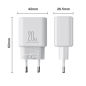 Preview: Joyroom 20W USB-C + USB-A Schnell Dual Netz-Ladegerät, inkl. USB-C z Lightning Kabel 1m, weiss