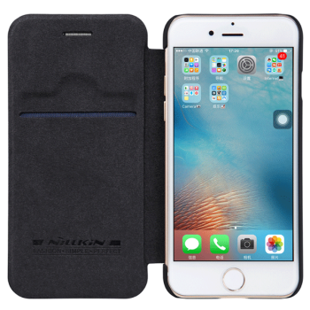 Nillkin Qin Leder Flip-Tasche mit Kartenfach für Apple iPhone Xs / X schwarz