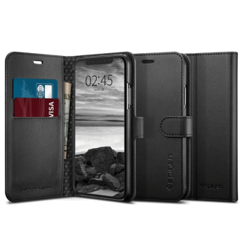 Spigen Wallet S Flip-Tasche für Apple iPhone XS / X schwarz