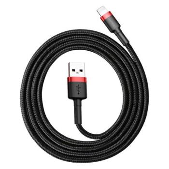 Baseus Cafule USB / Lightning Ladekabel/Datenkabel Nylon geflochten für iPhone/iPad/Airpods - QC3.0 2,4A - schwarz/rot (1M)