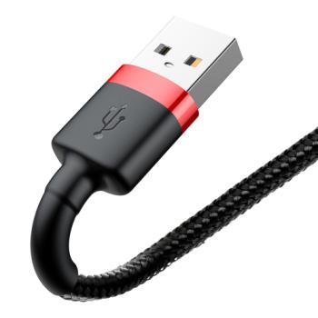 Baseus Cafule USB / Lightning Ladekabel/Datenkabel Nylon geflochten für iPhone/iPad/Airpods - QC3.0 2,4A - schwarz/rot (1M)