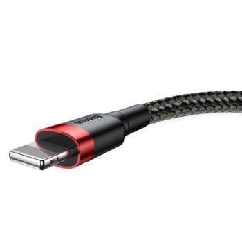 Baseus Cafule USB / Lightning Ladekabel/Datenkabel Nylon geflochten für iPhone/iPad/Airpods - QC3.0 2,4A - schwarz/rot (1M)