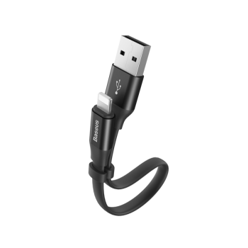 Baseus Nimble  USB / Lightning Schnell-Ladekabel/Datenkabel mit Kabelclip 2A  weiß (23cm)