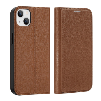 Dux Ducis Skin X2 Magnet Flip-Hülle für iPhone 14, braun