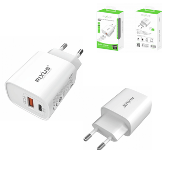 Rixus Schnelladegerät Adapter PD + USB-A 20W, weiß (RX90A)