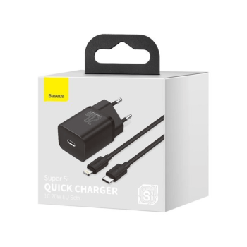 Baseus Super Si 1C Schnellladegerät USB-C 20W Power Delivery + USB Typ-C zu Lightning 1m schwarz