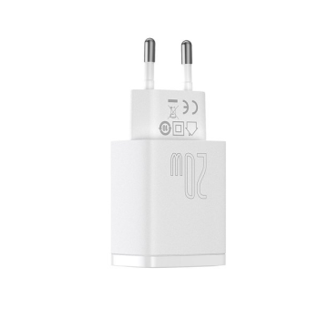 Baseus Compact Fast USB-A + USB-C Ladegerät 20W 3A Power Delivery Quick Charge 3.0 weiss