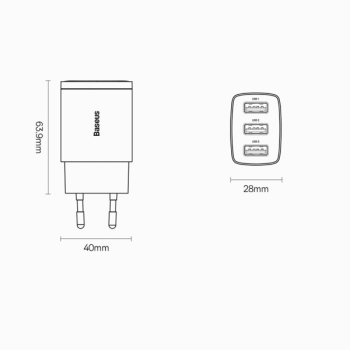 Baseus Compact Ladegerät 3x USB-A 17W schwarz (CCXJ020101)