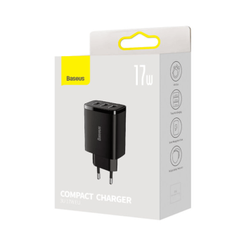 Baseus Compact Ladegerät 3x USB-A 17W schwarz (CCXJ020101)