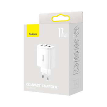 Baseus Compact Ladegerät 3x USB-A 17W weiss (CCXJ020102)