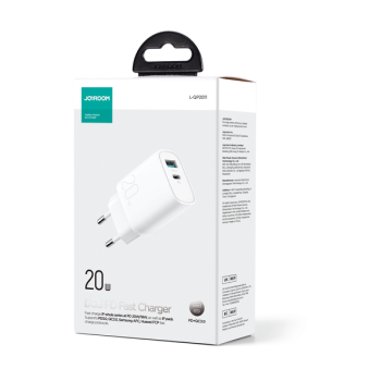 Joyroom Schnellladegerät 20W USB-A QC3.0 + USB-C PD weiß (L-QP2011)