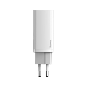 Baseus GaN2 Lite Fast 65W USB / USB Type-C Quick Charge 3.0 Power Delivery (Galliumnitrid), weiss