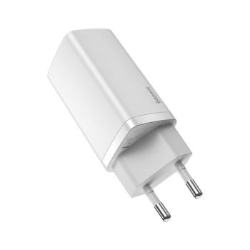 Baseus GaN2 Lite Fast 65W USB / USB Type-C Quick Charge 3.0 Power Delivery (Galliumnitrid), weiss