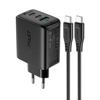 Acefast 2in1 Ladegerät 2 x USB Type-C / USB 65W, PD, QC 3.0, AFC, FCP (inkl. Kabel) weiss