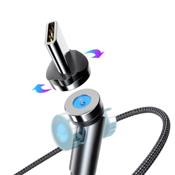 Rixus 3in1 Magnetkabel USB - Lightning / USB Typ C / Micro USB Ladekabel 2,4A 1m schwarz (RXU48)