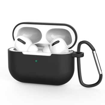 starfix Silikon-Hülle Schale für AirPods Pro 1/2 ink. Karabinerhacken, schwarz