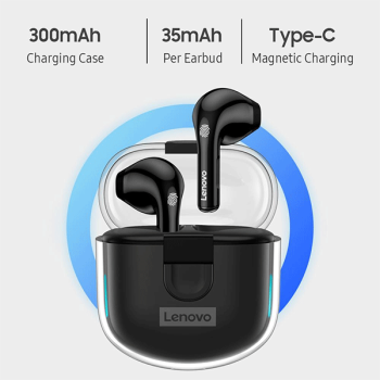 Lenovo LP12 Bluetooth 5.3 Dual Mic Earbuds IPX5 Wasserdichtes mit Akkuanzeige, weiss