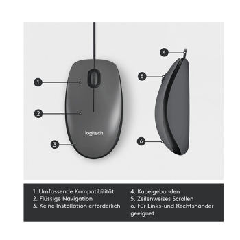 Logitech M100 Refresh 2022 Optical Mouse grau, USB (910-006652)