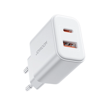 Joyroom 20W USB-C + USB-A Schnell Dual Netz-Ladegerät, inkl. USB-C z Lightning Kabel 1m, weiss