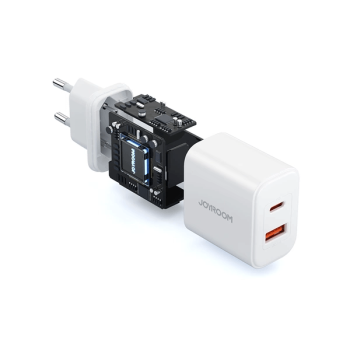 Joyroom JR-TCF05 20W USB-A + USB-C Dual Ladegerät + USB-C zu USB-C Kabel, weiss (JR-TCF05)