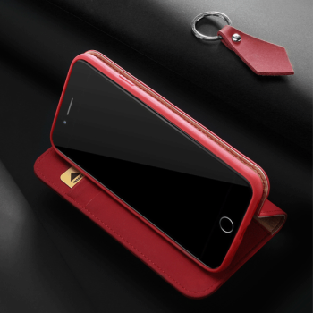 Dux Ducis Wish Series Echt Leder Flip Wallet für Apple iPhone Xs Max rot