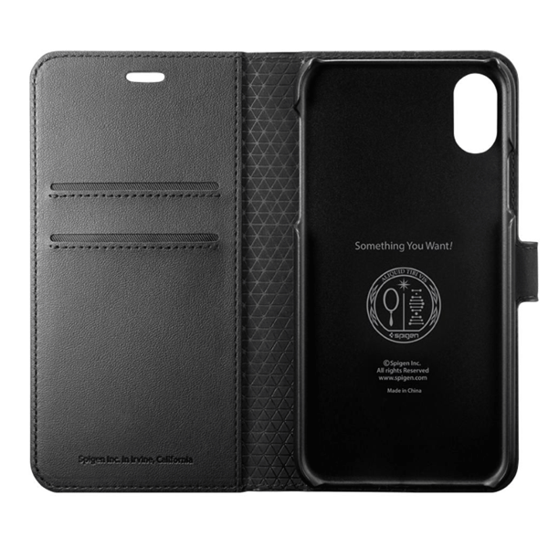 Spigen Wallet S Flip-Tasche für Apple iPhone XS / X schwarz