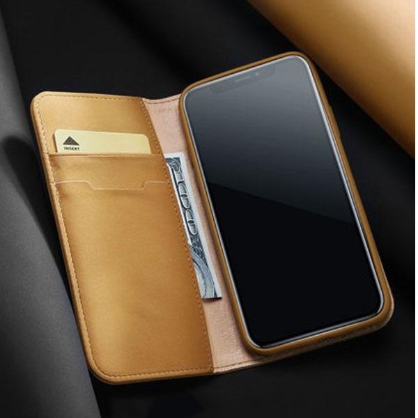 Dux Ducis Wish Series Echt Leder Flip Wallet für Apple iPhone Xs Max braun