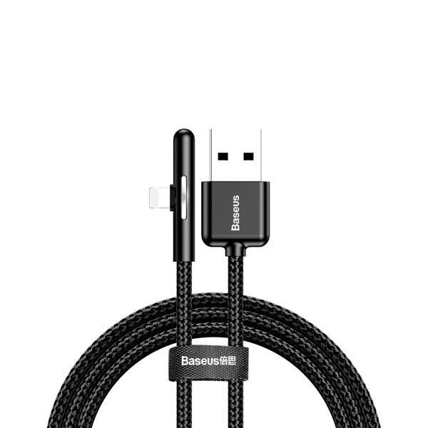 Baseus 90 Grad, Nylon USB Lightning Kabel für Spieler 1.5A 2m schwarz