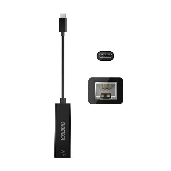 Choetech External Ethernet RJ45 (1000 Mbit/s) mit USB Typ C Anschluss schwarz