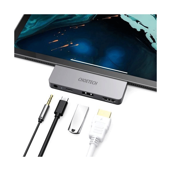 Choetech Dockingstation für Apple iPad Pro Adapter HUB USB Typ C 4in1 60W PD schwarz (HUB-M13)