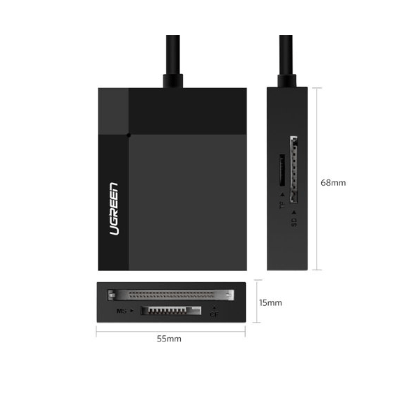 Ugreen USB 3.0 SD / Micro SD / CF / MS-Speicherkartenleser schwarz (CR125 30333)