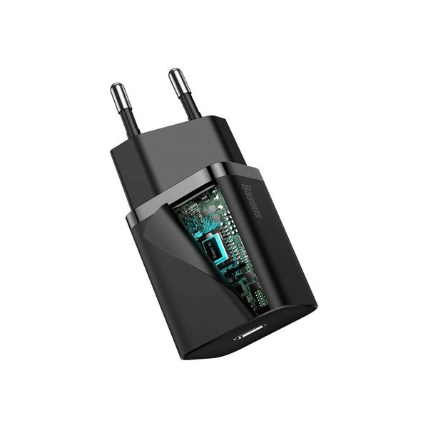 Baseus Super Si 1C Schnellladegerät USB-C 20W Power Delivery + USB Typ-C zu Lightning 1m schwarz