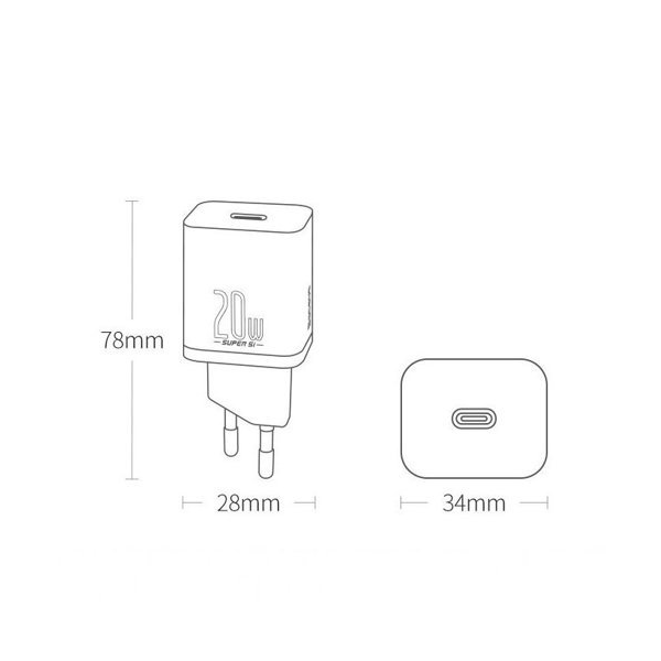 Baseus Super Si 1C Schnellladegerät USB-C 20W Power Delivery weiss (CCSUP-B02)