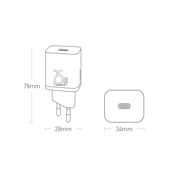 Baseus Super Si 1C Schnellladegerät USB-C 25W Power Delivery, weiss (CCSP020102)