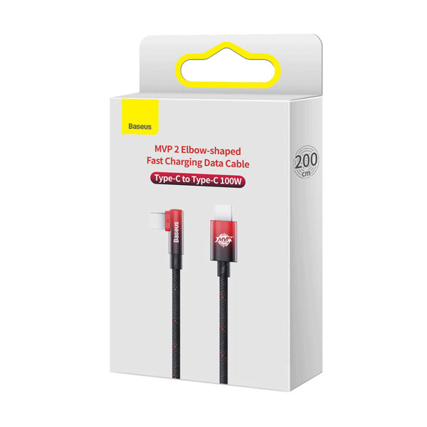 Baseus MVP Winkel-Stecker Power Delivery 100W 5A USB Type-C zu USB Type-C 2 m rot (CAVP000720)