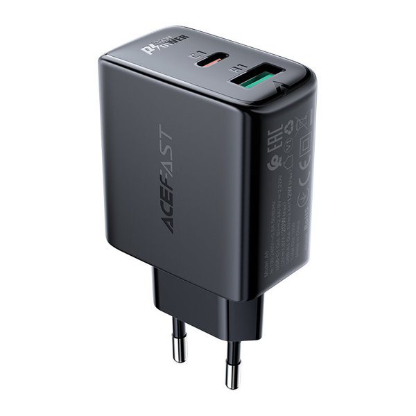 Acefast Netz-Ladegerät USB Typ C / USB 32W, PPS, PD, QC 3.0, AFC, FCP schwarz (A5 schwarz)