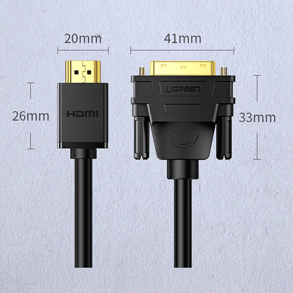 Ugreen bidirektionales Kabel HDMI - DVI 2m schwarz (HD106)