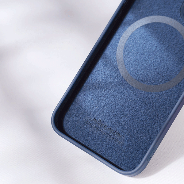 Nillkin CamShield MagSafe-Silikon-Hülle für iPhone 14 mit Kameraabdeckung blau