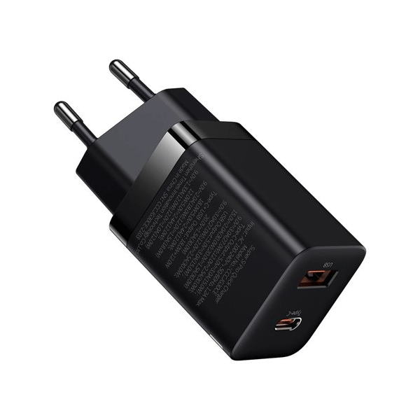 Baseus Super Si Pro Schnellladegerät USB-A / USB-C 30W Power Delivery Quick Charge schwarz