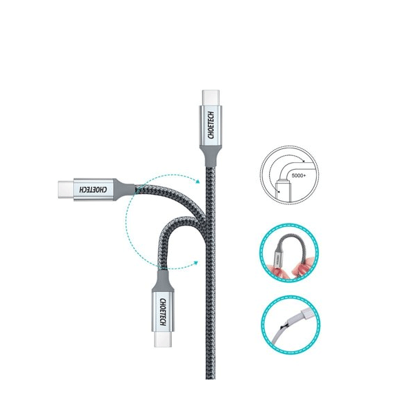 Choetech USB-C zu USB-C Ladekabel / Datenkabel 5A 100 W Power Delivery 480 Mbit/s 1,8 m grau