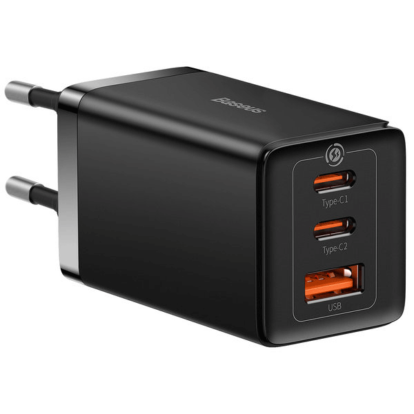 Baseus GaN 2x USB-C 1x USB-A 65W Schnellladegerät GaN5 Pro + USB-C zu USB-C 100W Ladekabel, weiss