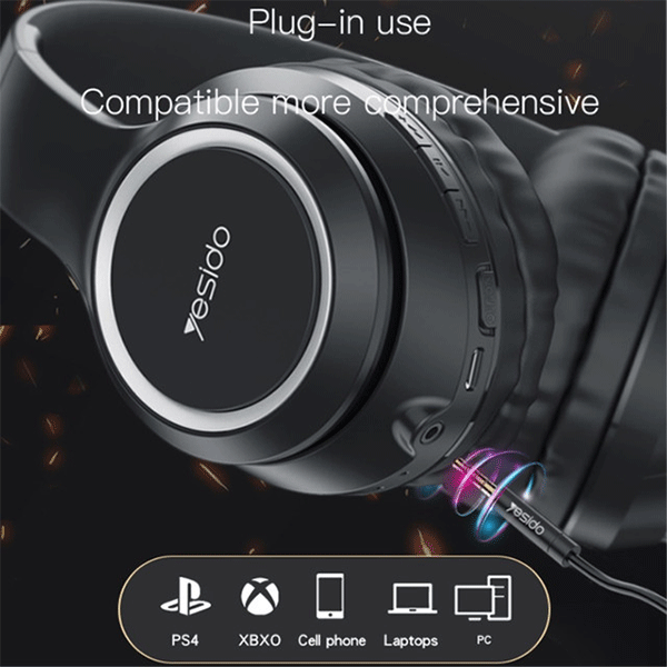 Yesido EP03 Bluetooth 5.0 Faltbares Stereo Headset mit Audiokabel, schwarz