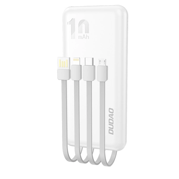 Dudao K6Pro Universal 10000mAh Powerbank mit USB-Kabel, USB Typ C, Lightning, weiss (K6Pro-white)